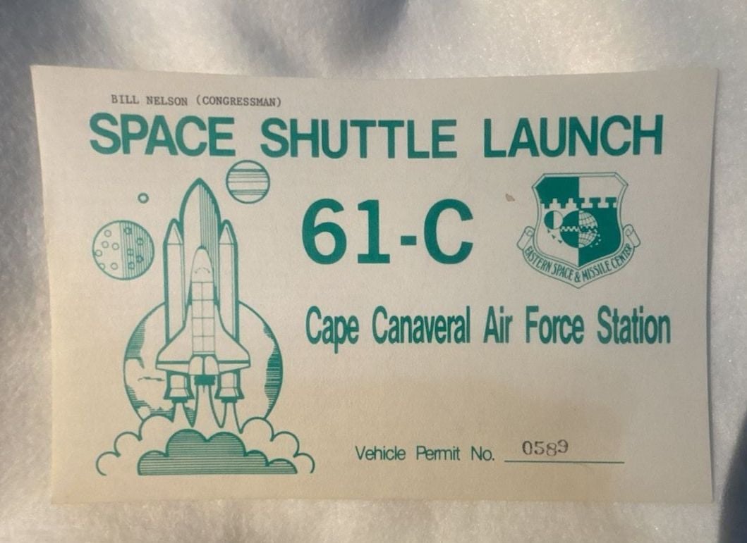Vintage Space Shuttle Launch 61-C Cape Canaveral Vehicle Permit Pass 1