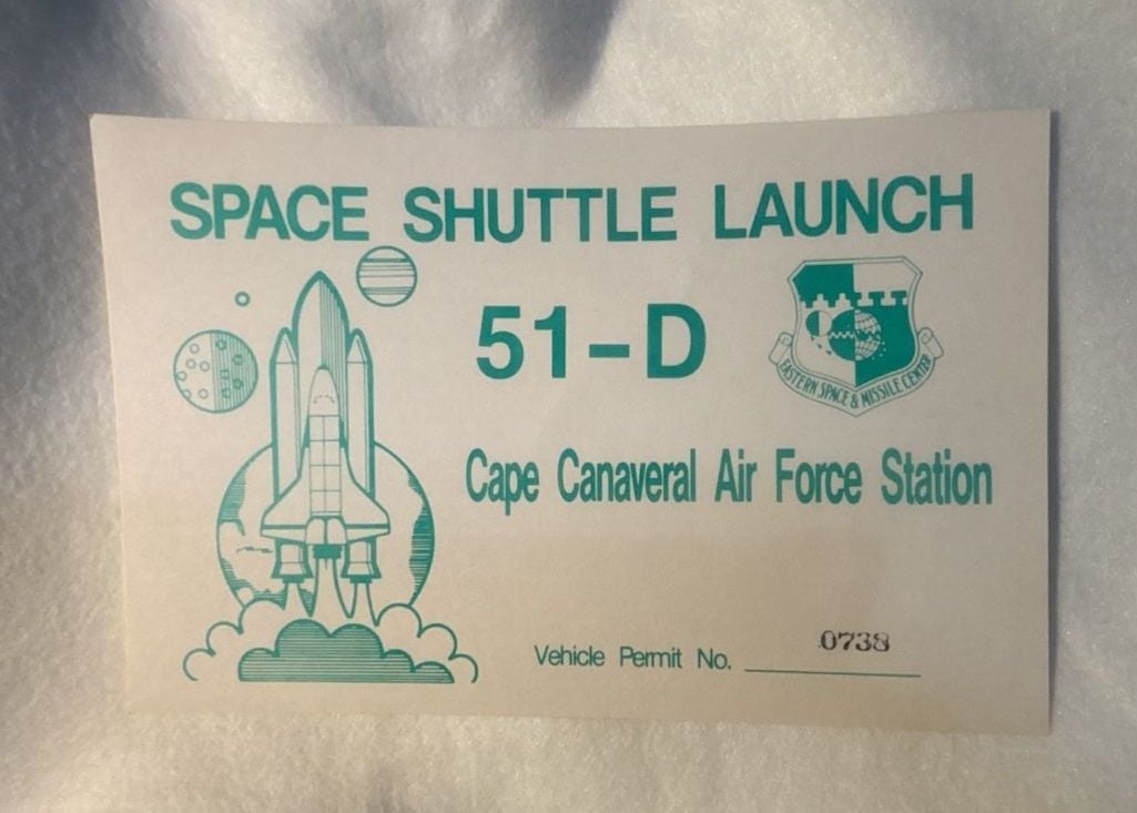 Vintage Space Shuttle Launch 51-D Cape Canaveral Vehicle Permit Pass 1