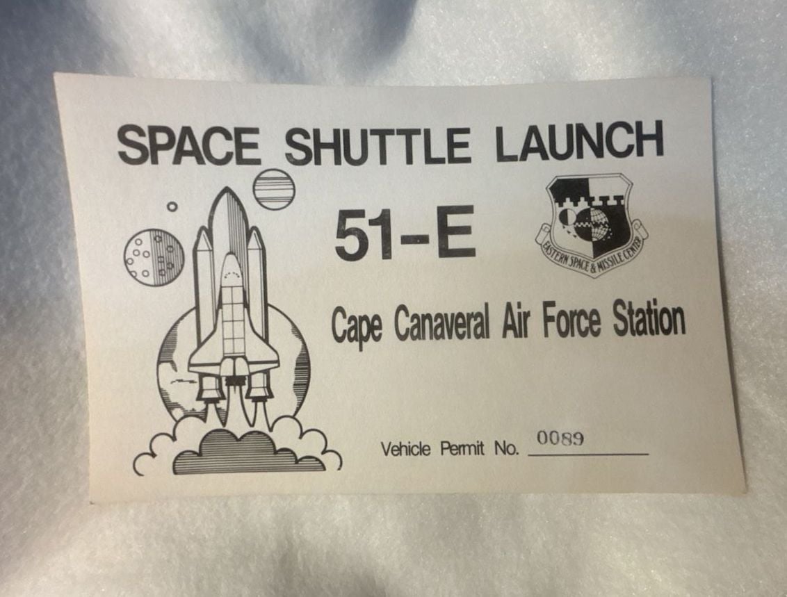 Vintage Space Shuttle Launch 51-E Cape Canaveral Permit Pass 1