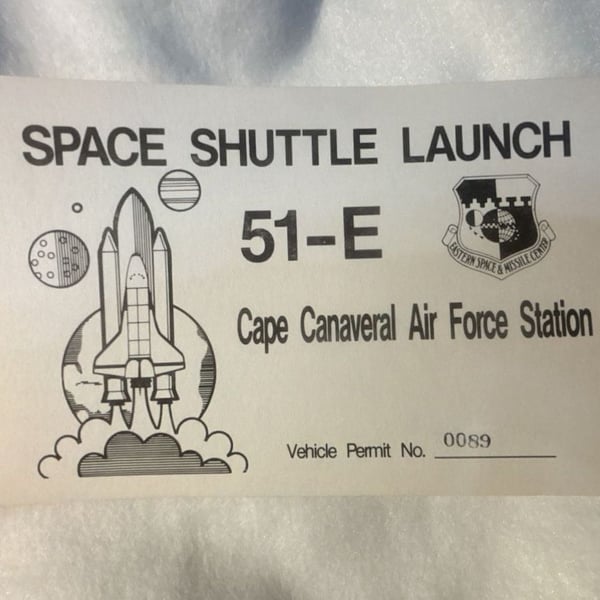 Vintage Space Shuttle Launch 51-E Cape Canaveral Permit Pass