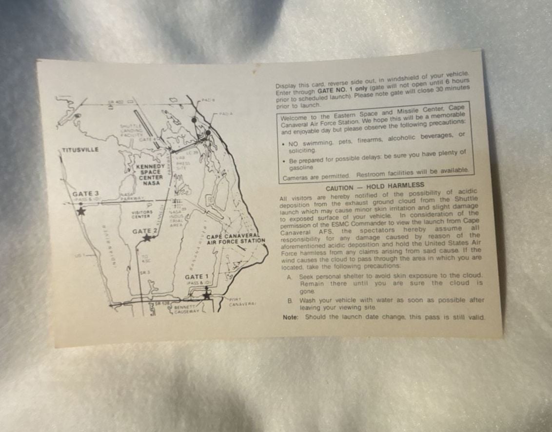 Vintage Space Shuttle Launch 51-E Cape Canaveral Permit Pass 2