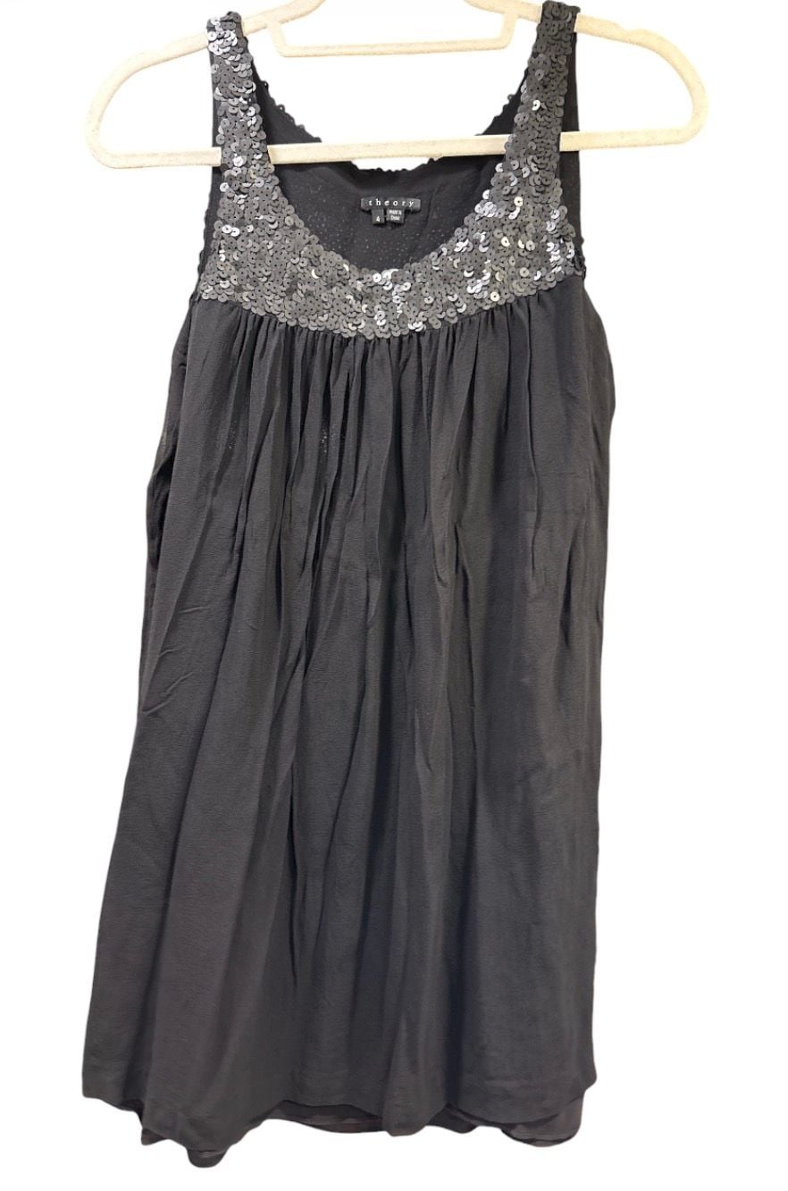 Theory Arleigh Sequin Silk Dress Black Size 4 3