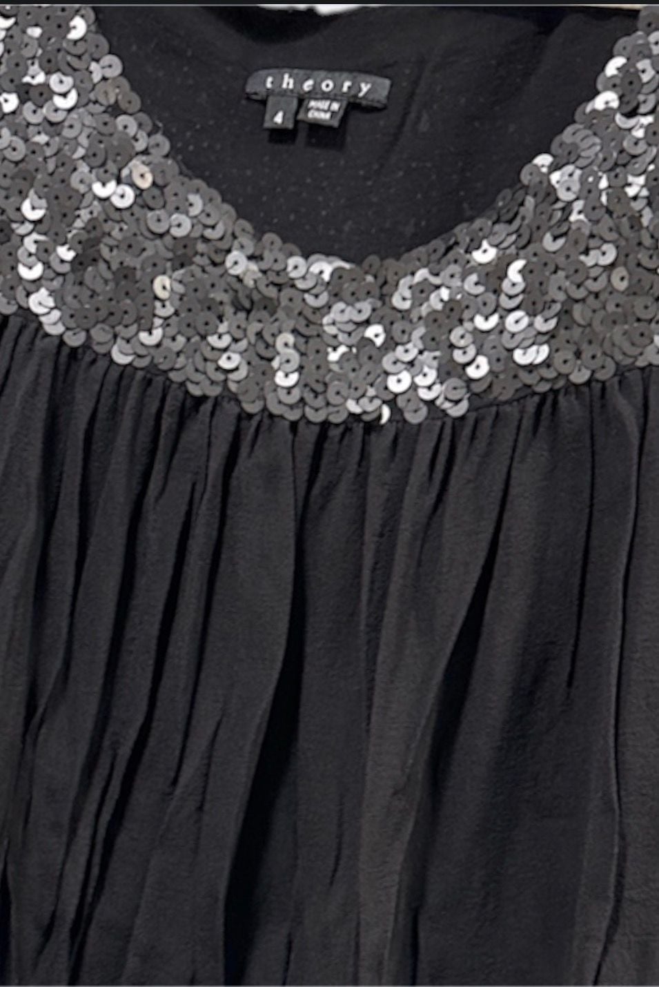 Theory Arleigh Sequin Silk Dress Black Size 4 5