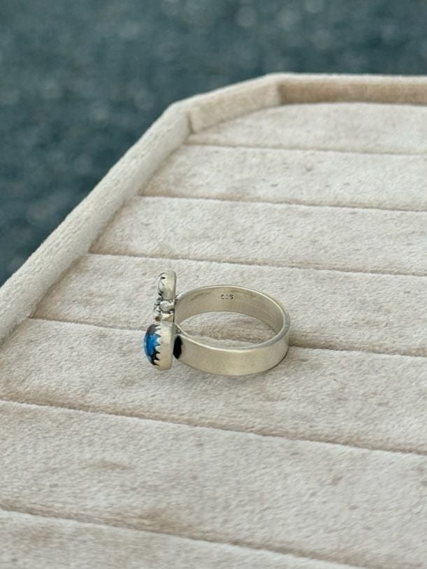 925 Sterling Silver Adjustable Floater Ring Golden Hills Turquoise & Wild Horse 3