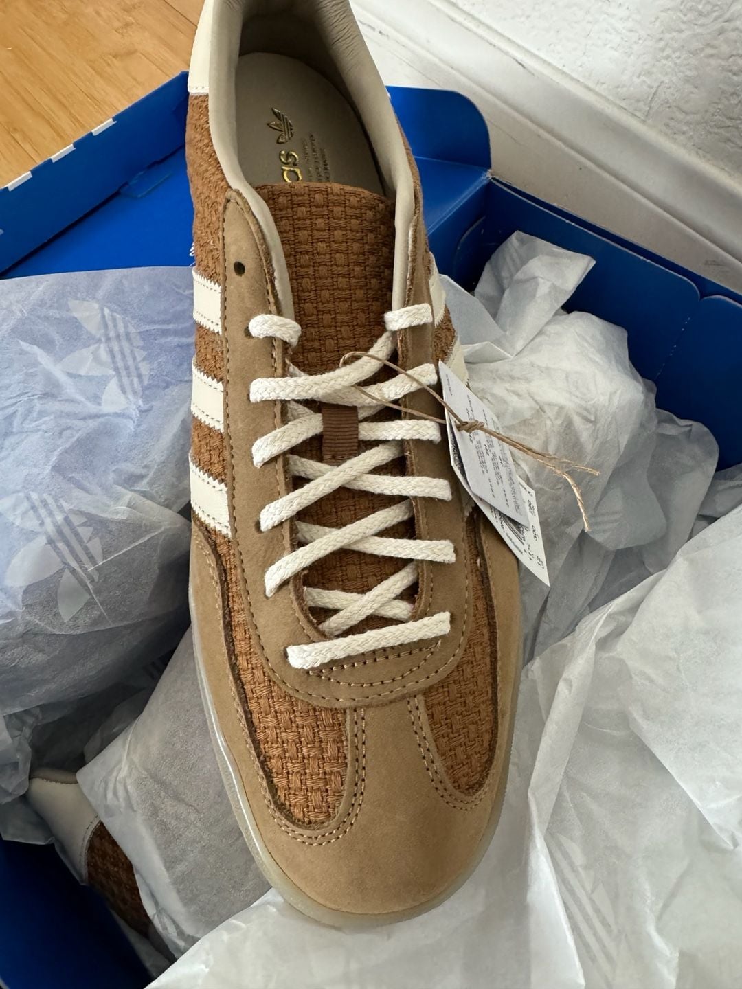 Adidas Gazelle Indoor Cotton Weave Pack Brown Desert Wonder White Men's Size 12 1