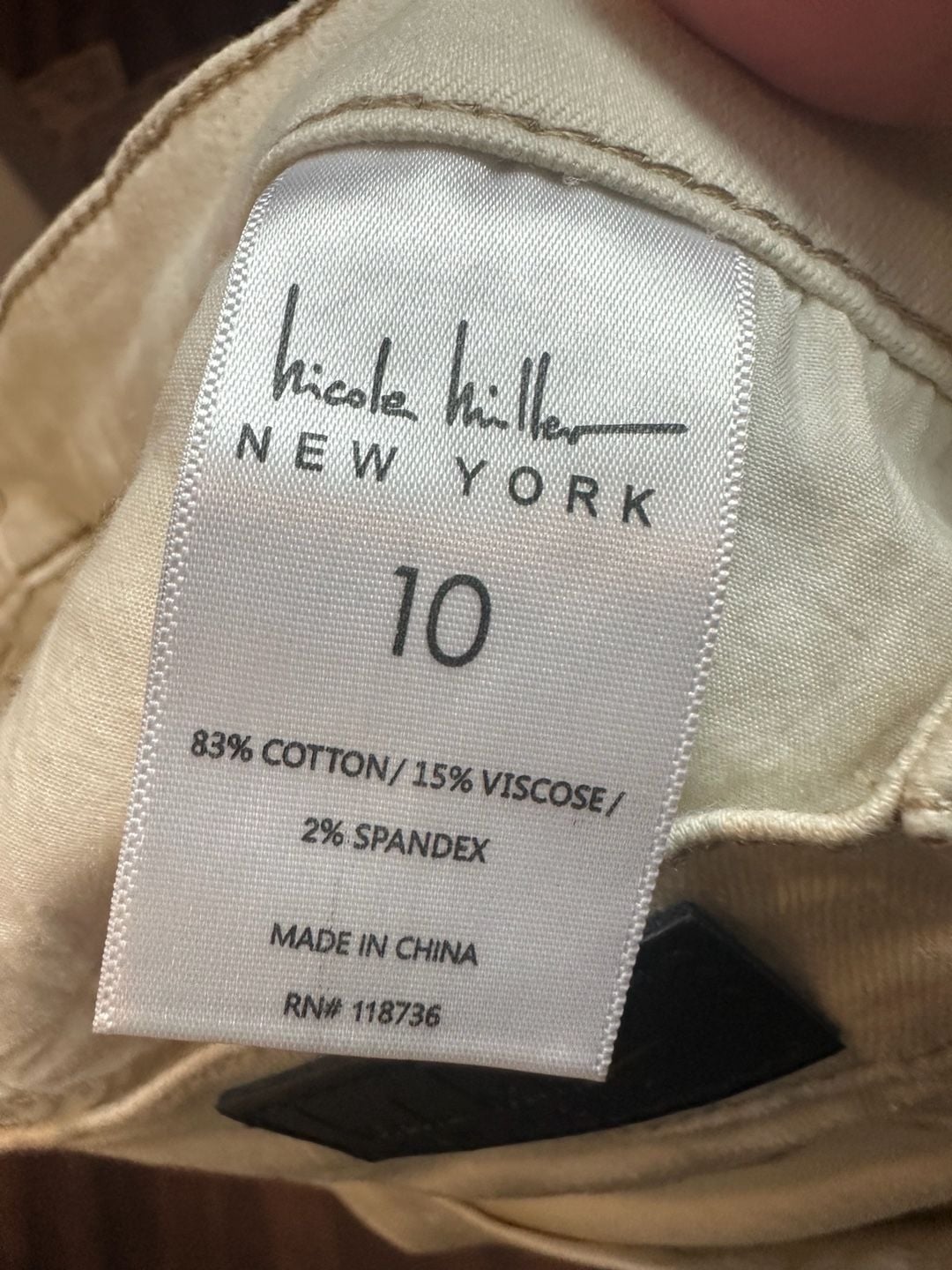 Nicole Miller New York Soho High Rise Skinny Pants Size 10 Cream 5