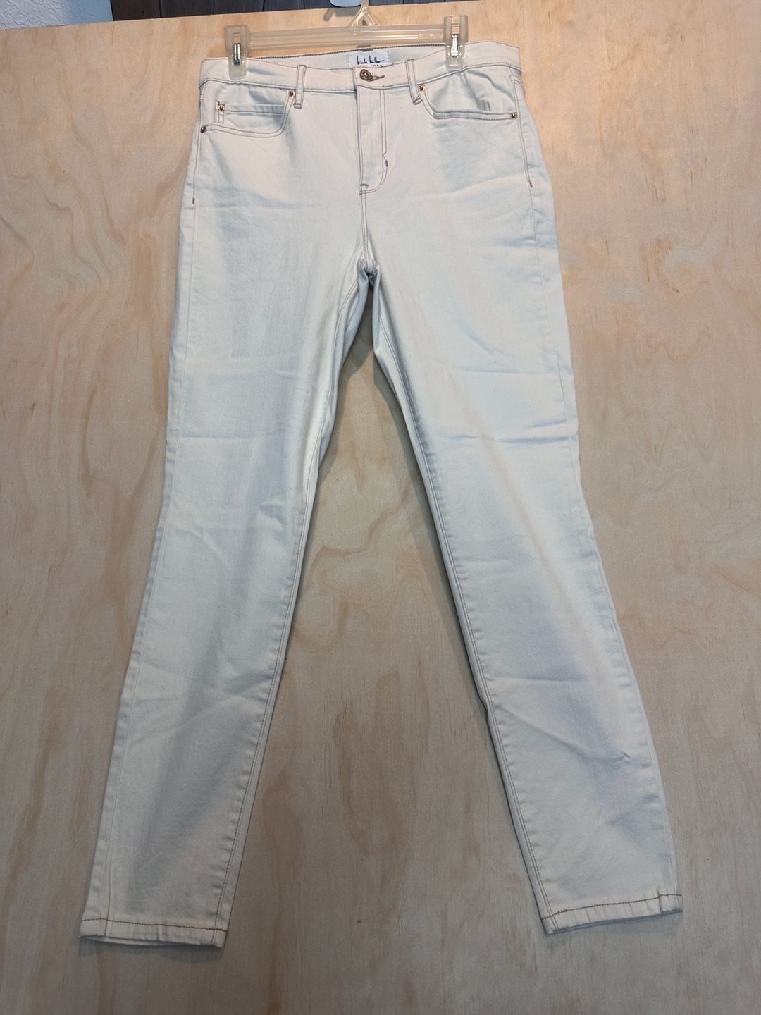 Nicole Miller New York Soho High Rise Skinny Pants Size 10 Cream 2