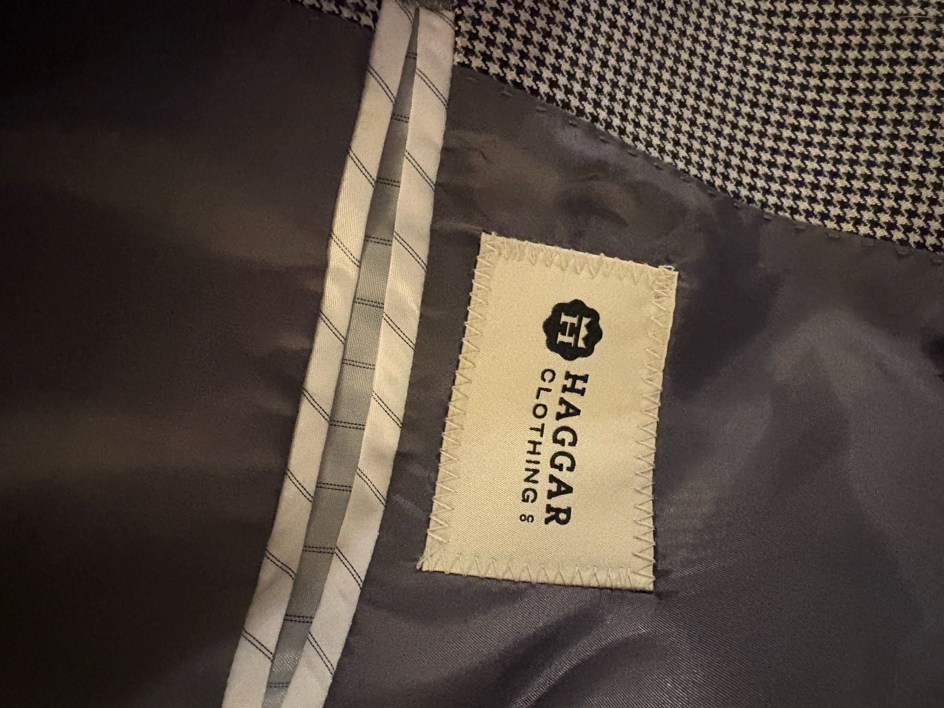 Haggar Clothing Co. Classic Fit Houndstooth Two-Button Blazer Jacket 44R 3
