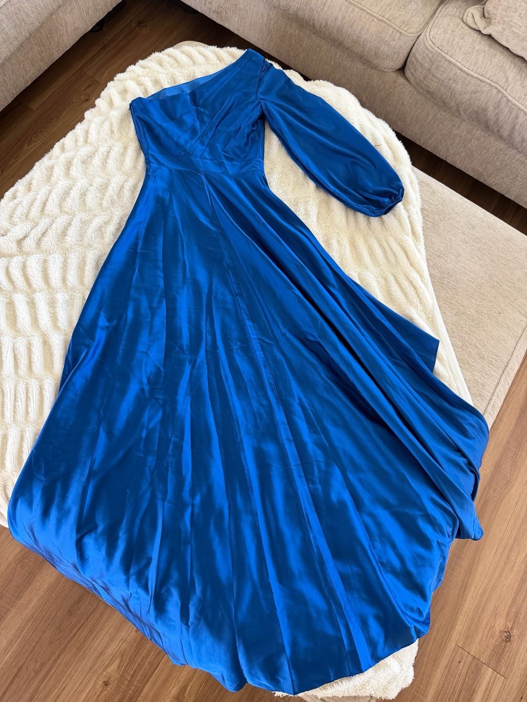 Mac Duggal One Shoulder High Low Gown in Royal Blue, Size 0 7