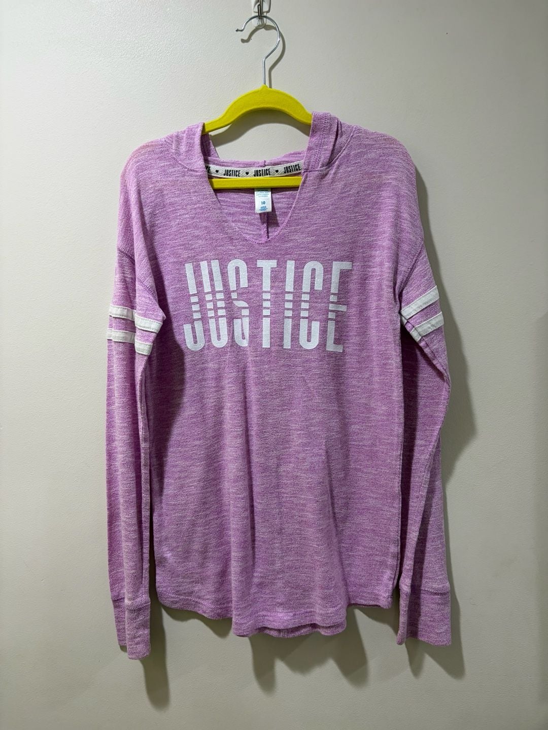 Justice Girls Hooded Long Sleeve Graphic Top Size 10 Varsity Stripe 2