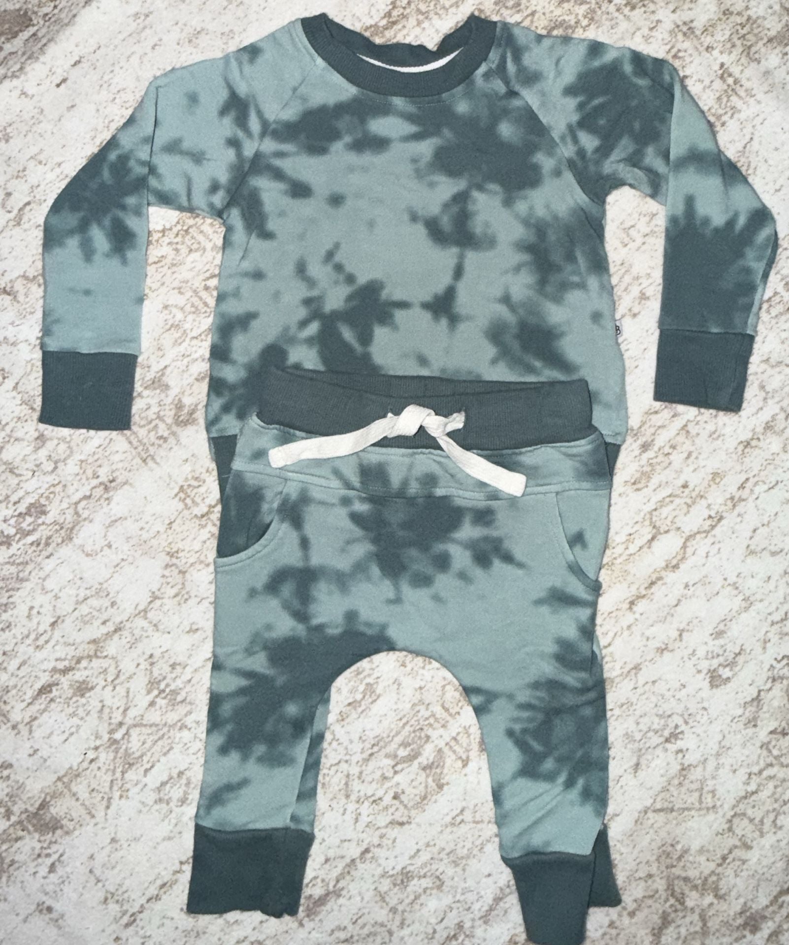 Little Bum Bums Green Tie-Dye Long Sleeve Sweatshirt and Jogger Set 1
