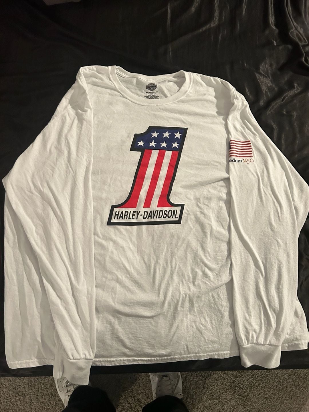 Harley-Davidson Men's #1 Racing Logo Long Sleeve White T-Shirt 2