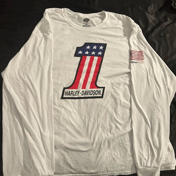 Harley-Davidson Men's #1 Racing Logo Long Sleeve White T-Shirt