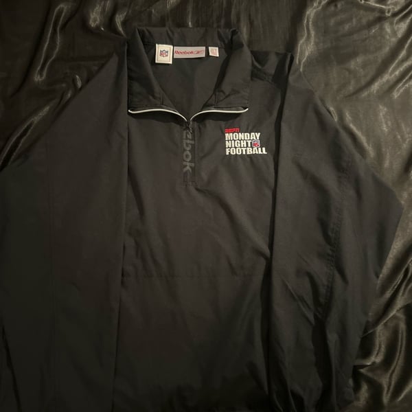 Reebok NFL Monday Night Football Black 1/4 Zip Pullover Jacket Size L