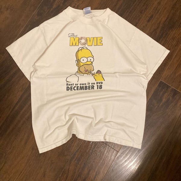 Vintage 2007 The Simpsons Movie Homer Donut Graphic Promo T-Shirt