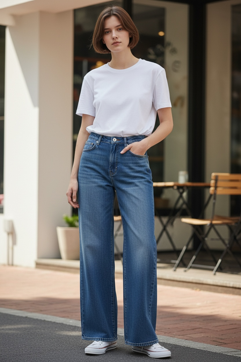 NWT Free Assembly High Rise Wide Leg Jeans in Dark Indigo Wash 2
