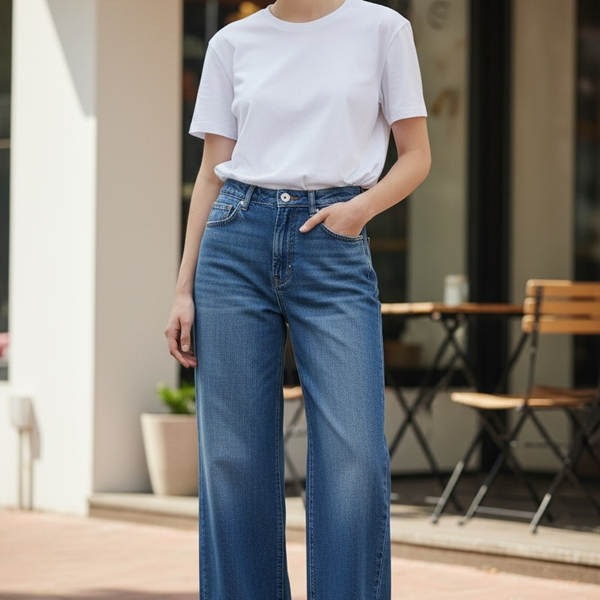 NWT Free Assembly High Rise Wide Leg Jeans in Dark Indigo Wash