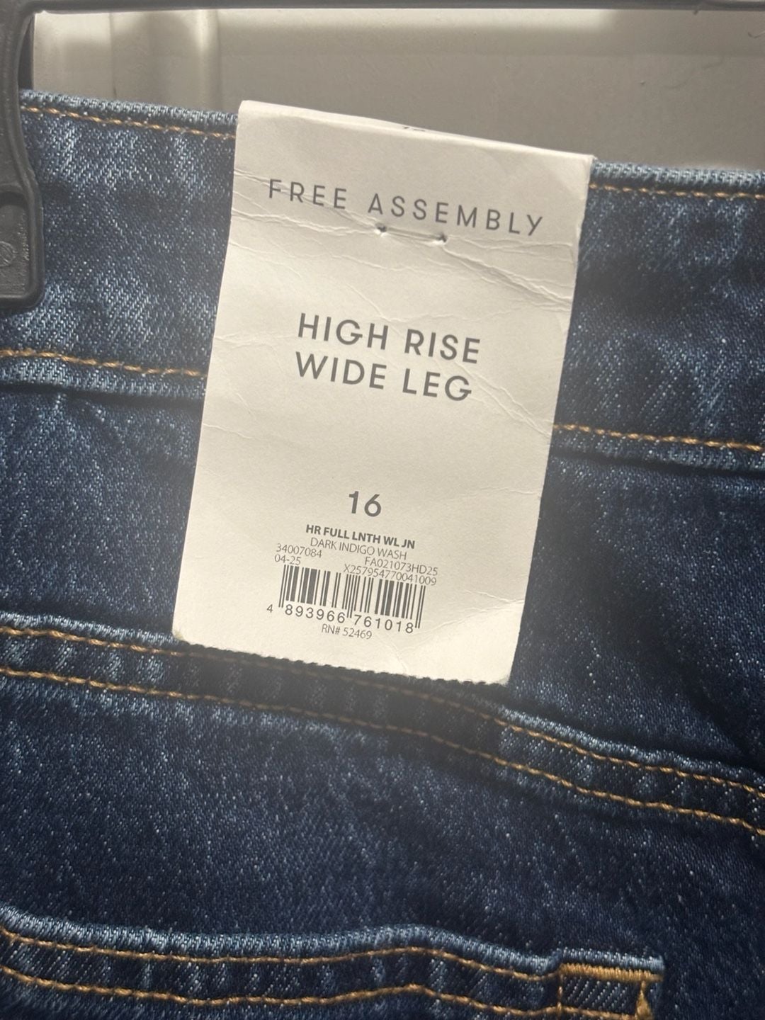 NWT Free Assembly High Rise Wide Leg Jeans in Dark Indigo Wash 5