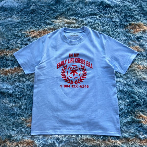 Nettspend Early Life Crisis ELC Era Graphic T-Shirt Light Blue