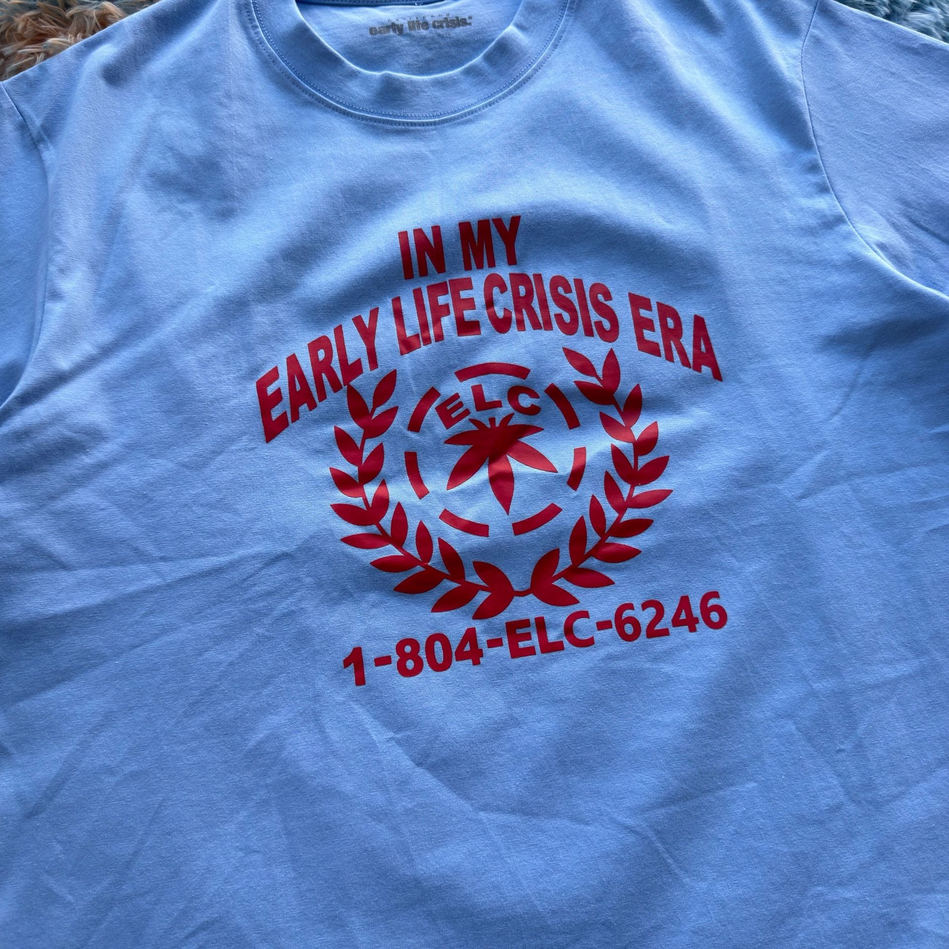 Nettspend Early Life Crisis ELC Era Graphic T-Shirt Light Blue 3