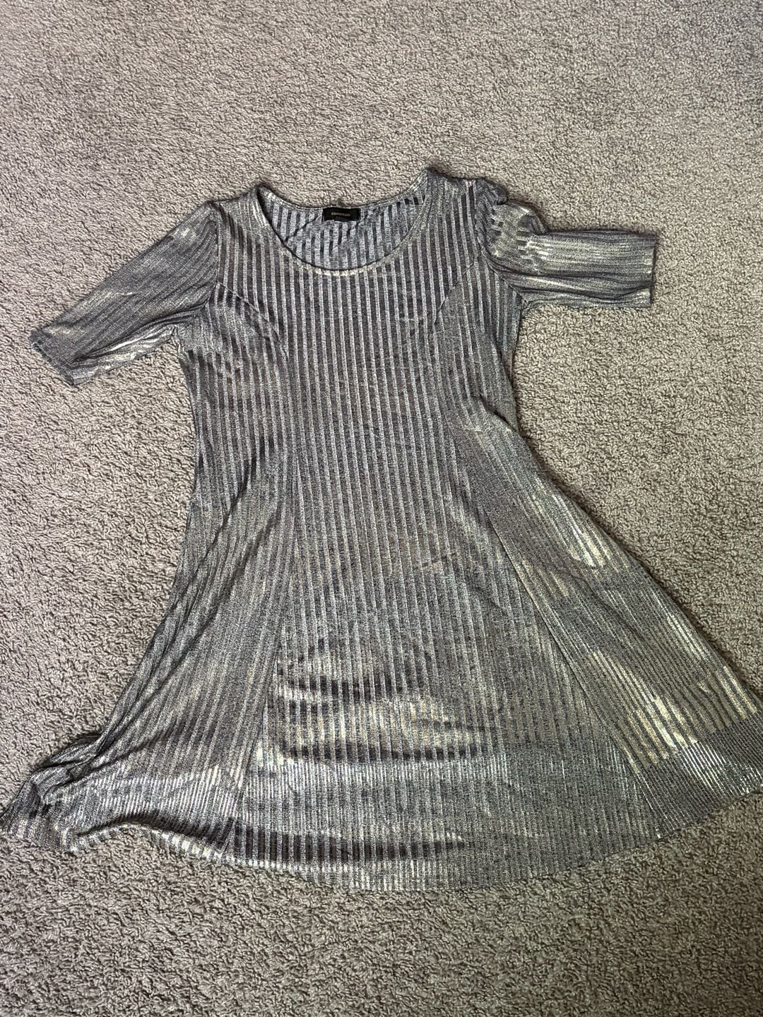 Band of Gypsies x Zoe & Rose Silver A-Line Fit n Flare Mini Dress - Size Large 2