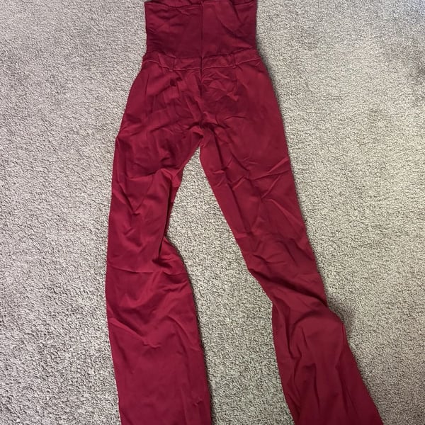 Fashion Nova Halter Neck Wide Leg Jumpsuit Burgundy