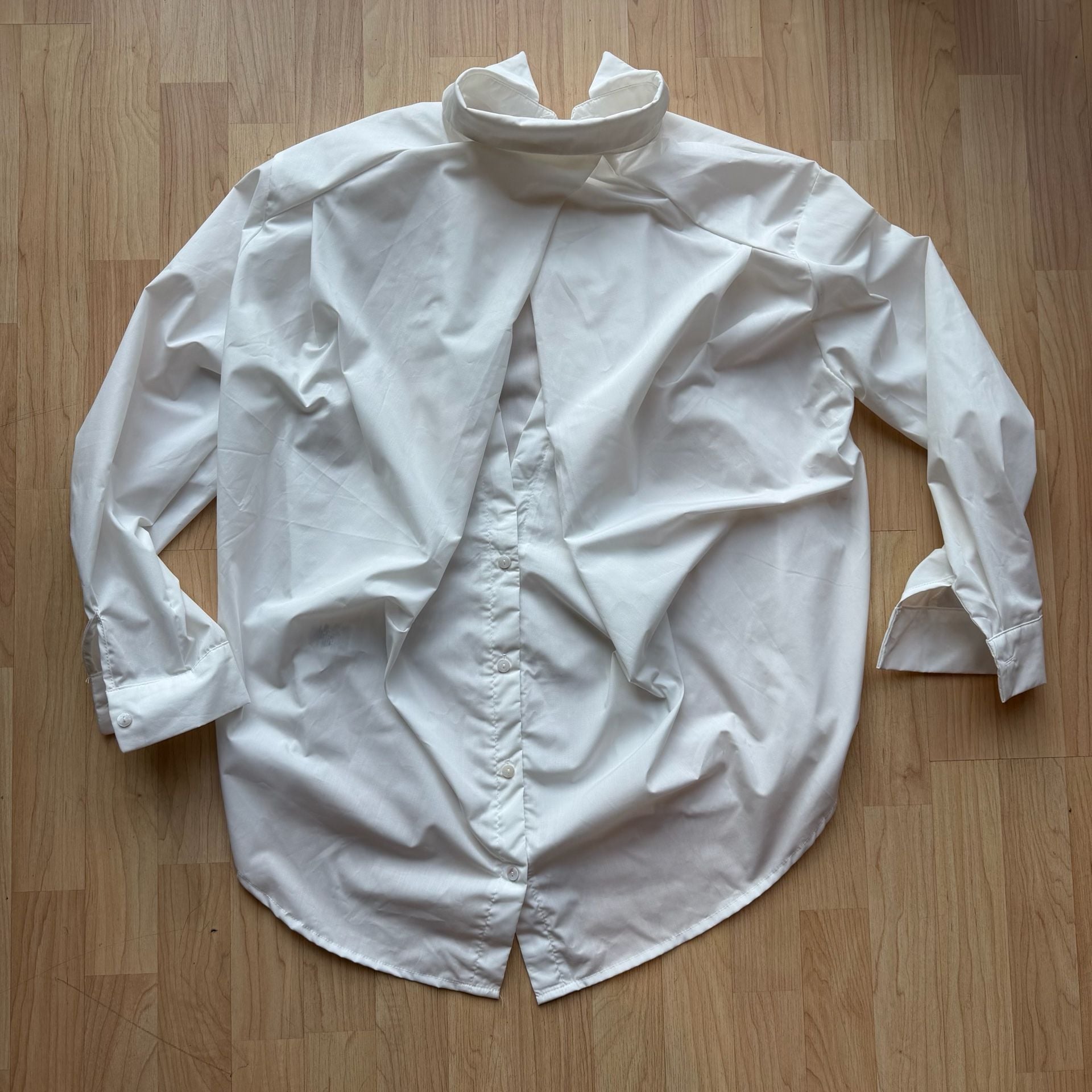 SHEIN White Button-Up Long Sleeve Shirt with Split Back Detail 3