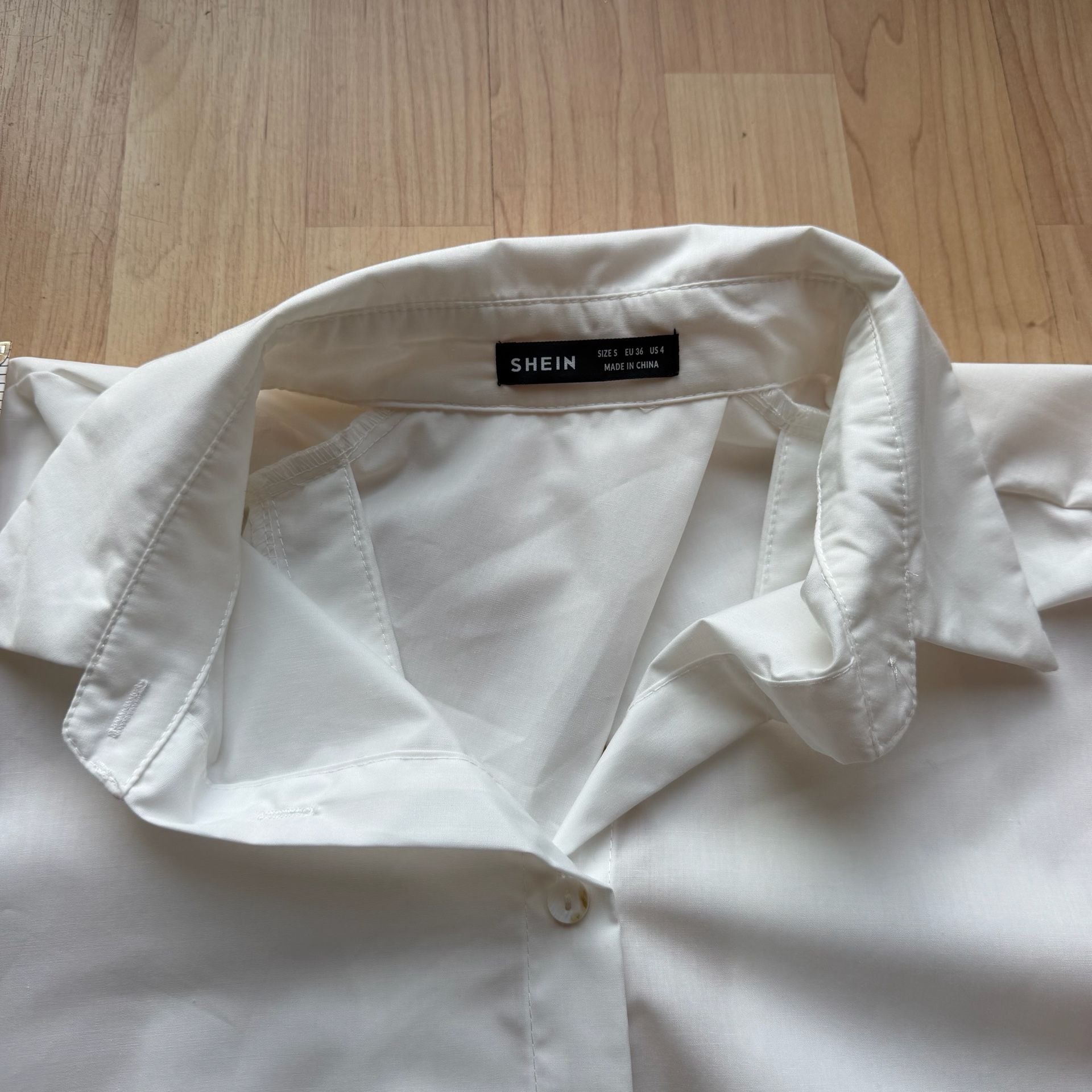 SHEIN White Button-Up Long Sleeve Shirt with Split Back Detail 4