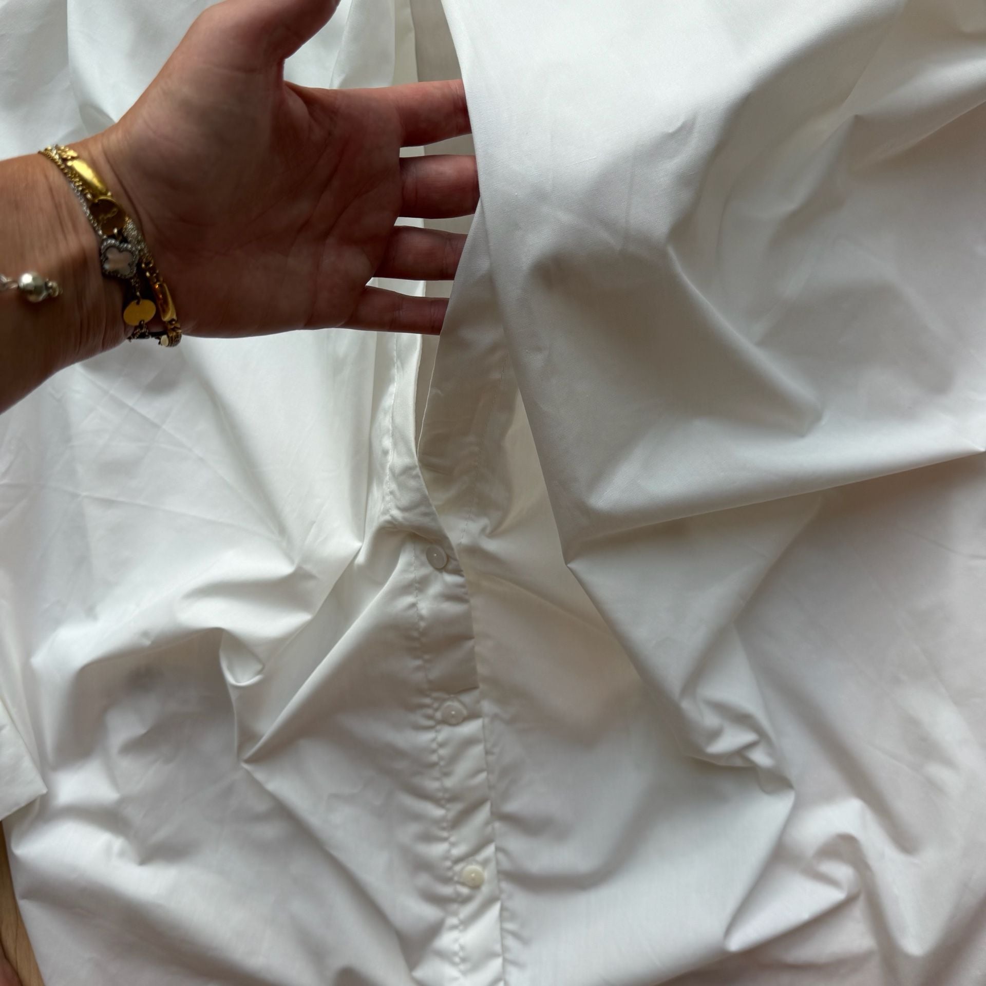 SHEIN White Button-Up Long Sleeve Shirt with Split Back Detail 6