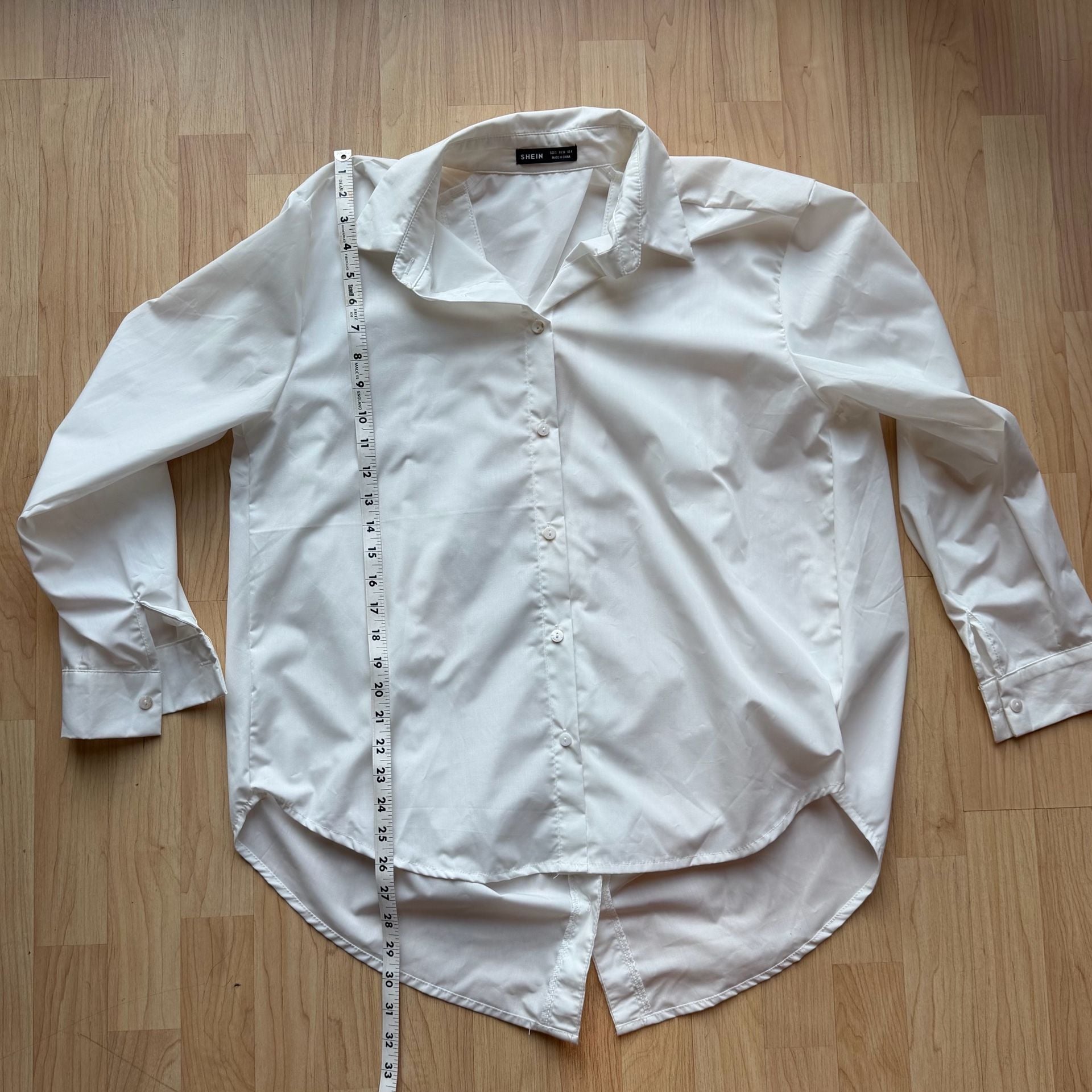 SHEIN White Button-Up Long Sleeve Shirt with Split Back Detail 7