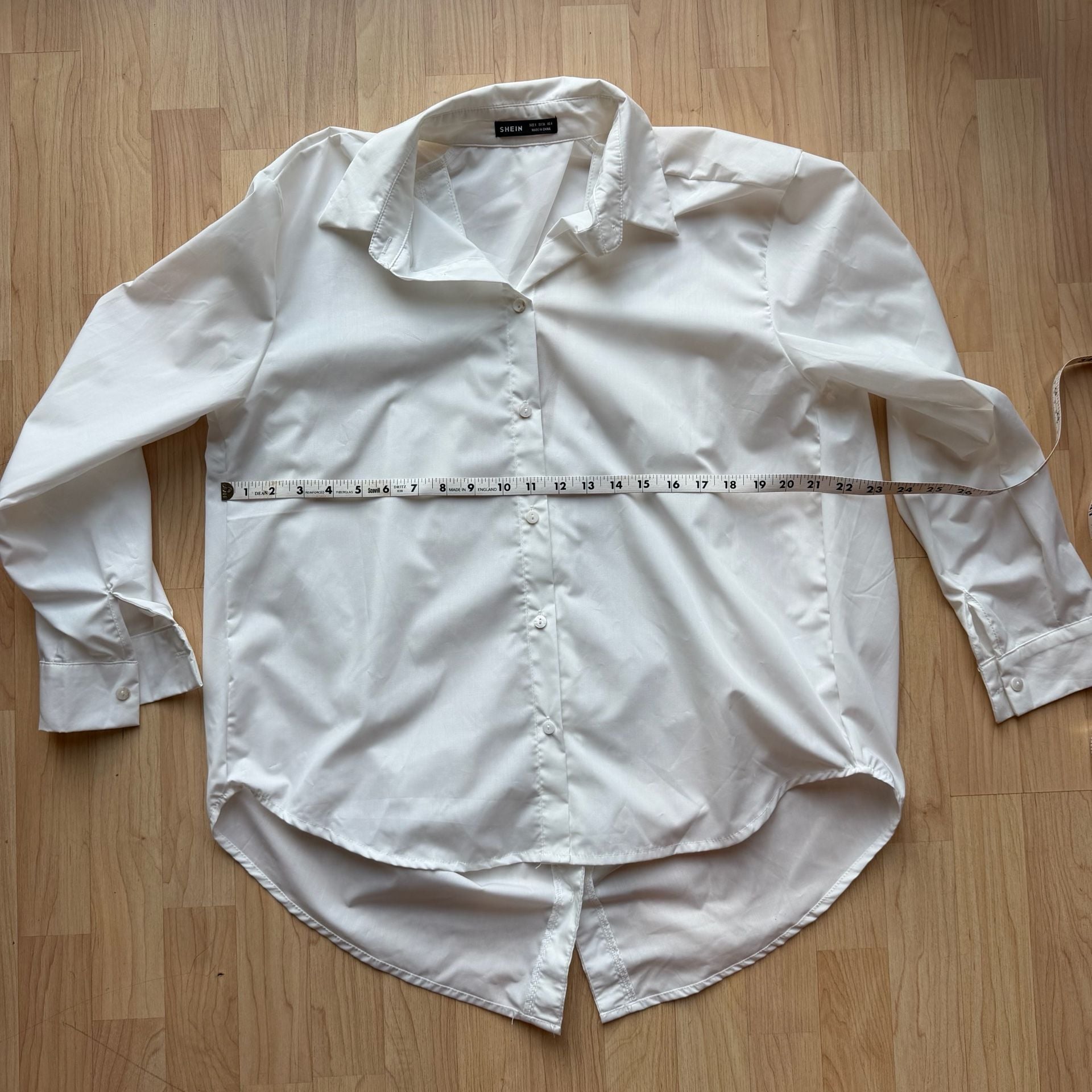 SHEIN White Button-Up Long Sleeve Shirt with Split Back Detail 8