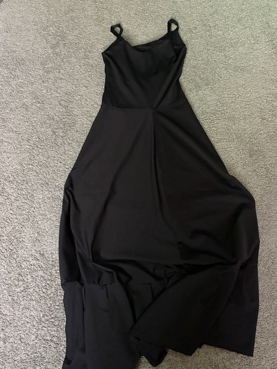 Black Waist Ruched A-Line Slip Dress For Women, Tea-Length Summer Swing Dress - .com, 2