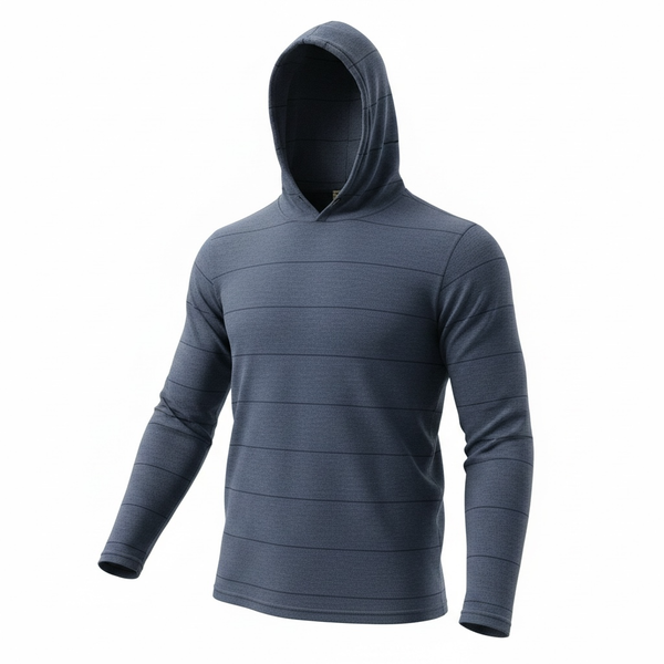 Rip Curl Men's Plain Stripe Hooded T-shirt - Navy/White Stripe - Size L