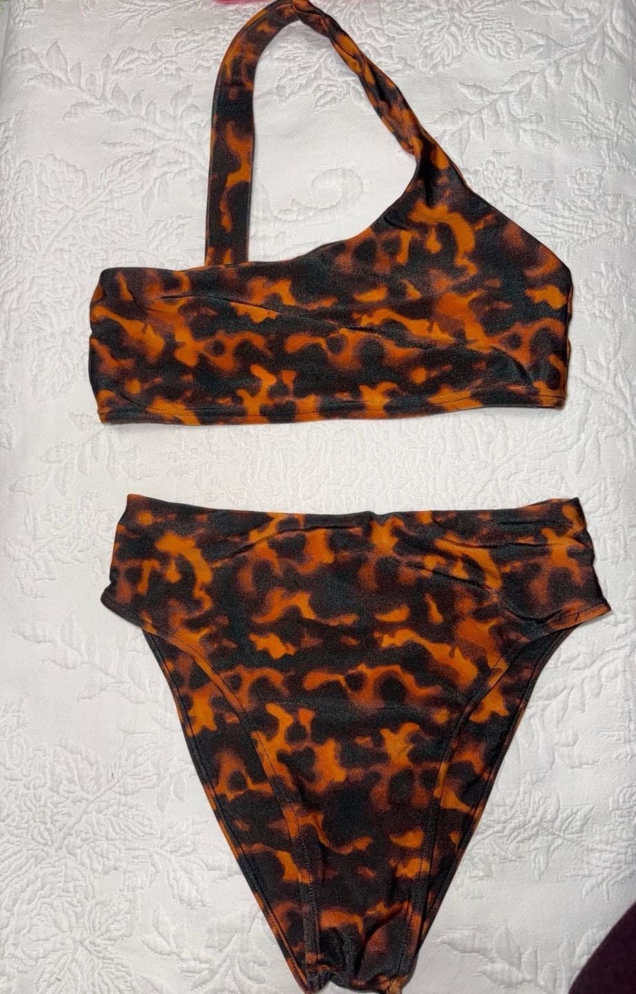 JMP The Label Dallas One Shoulder Bikini Set Tortuga Animal Print Size XS 1