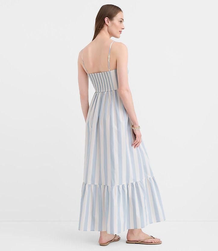 Woman’s LOFT Blue and White Striped Cutout Twist Front Maxi Dress NWT 3