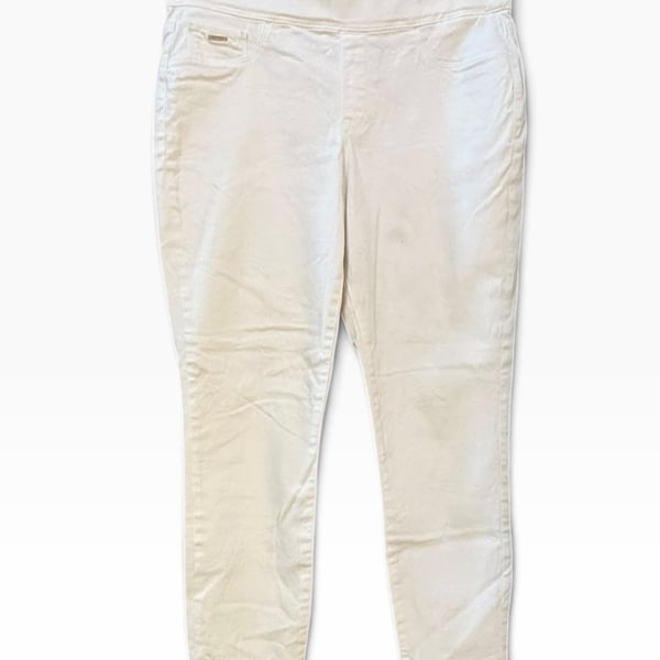Nine West Jeans White Pull-On Stretch Skinny Ankle Pants Size 8