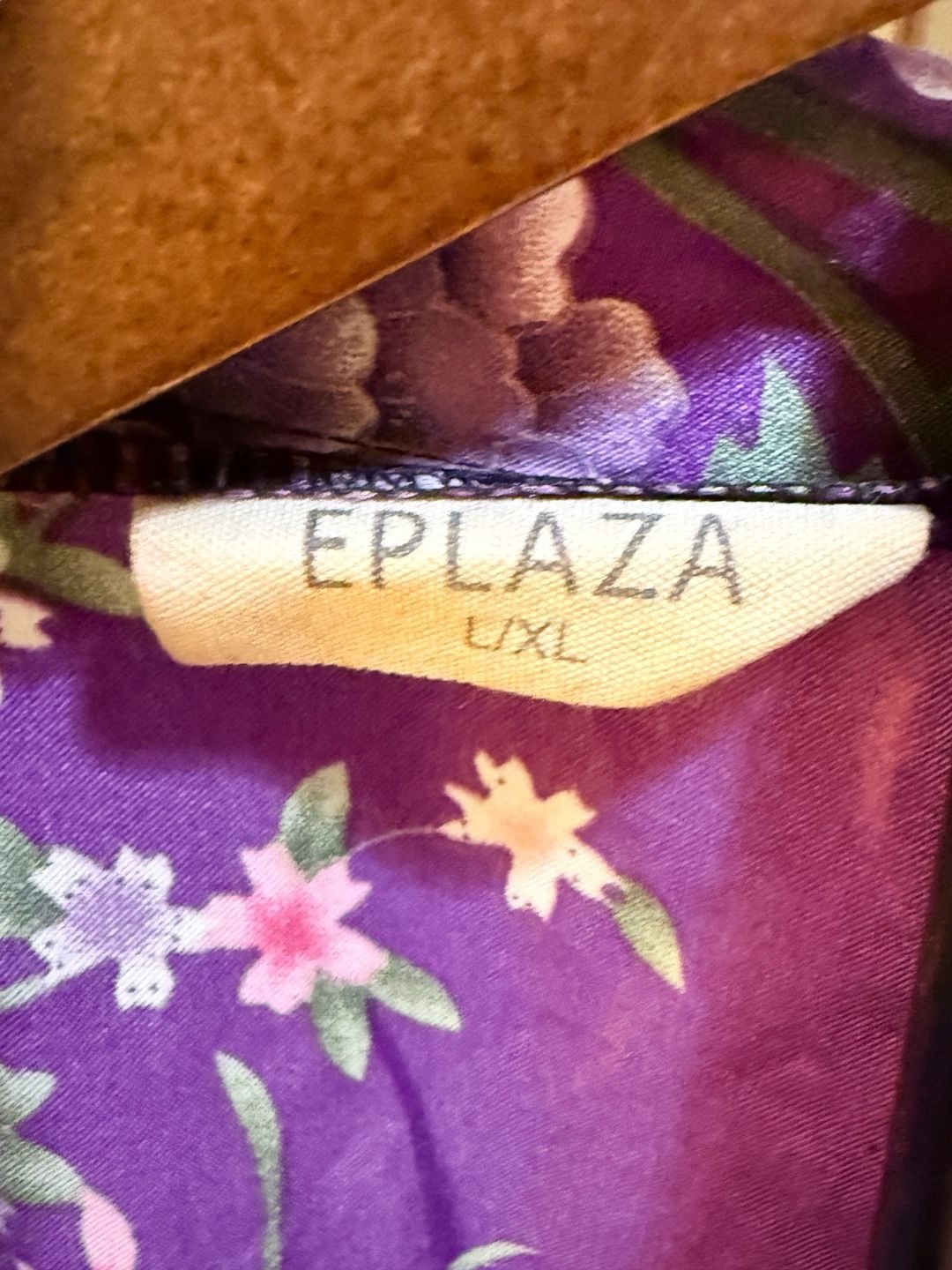 EPLAZA Purple Floral Satin Kimono Robe L/XL 4