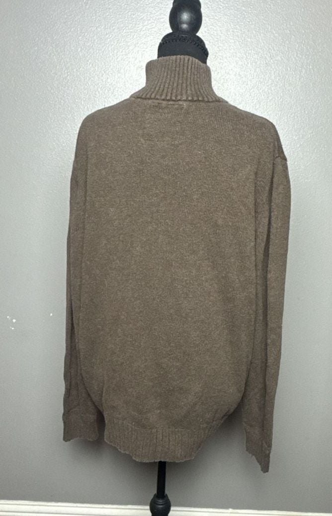 American Eagle Outfitters Men's Brown Cotton 1/4 Quarter Zip Mock Neck Pullover Sweater XL 5