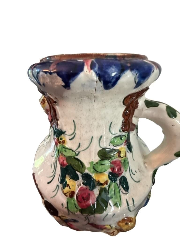 Vintage Italian Majolica Hand-Painted Cherub Vase 7