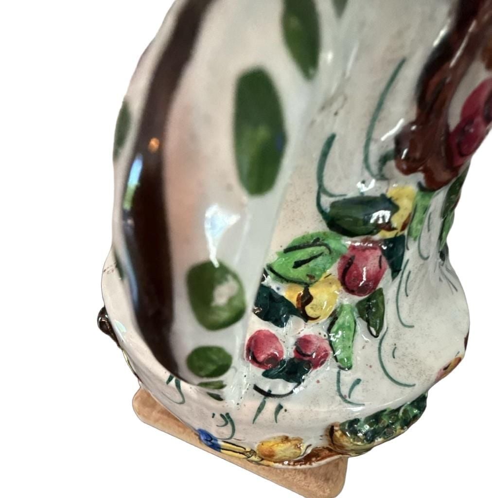 Vintage Italian Majolica Hand-Painted Cherub Vase 12