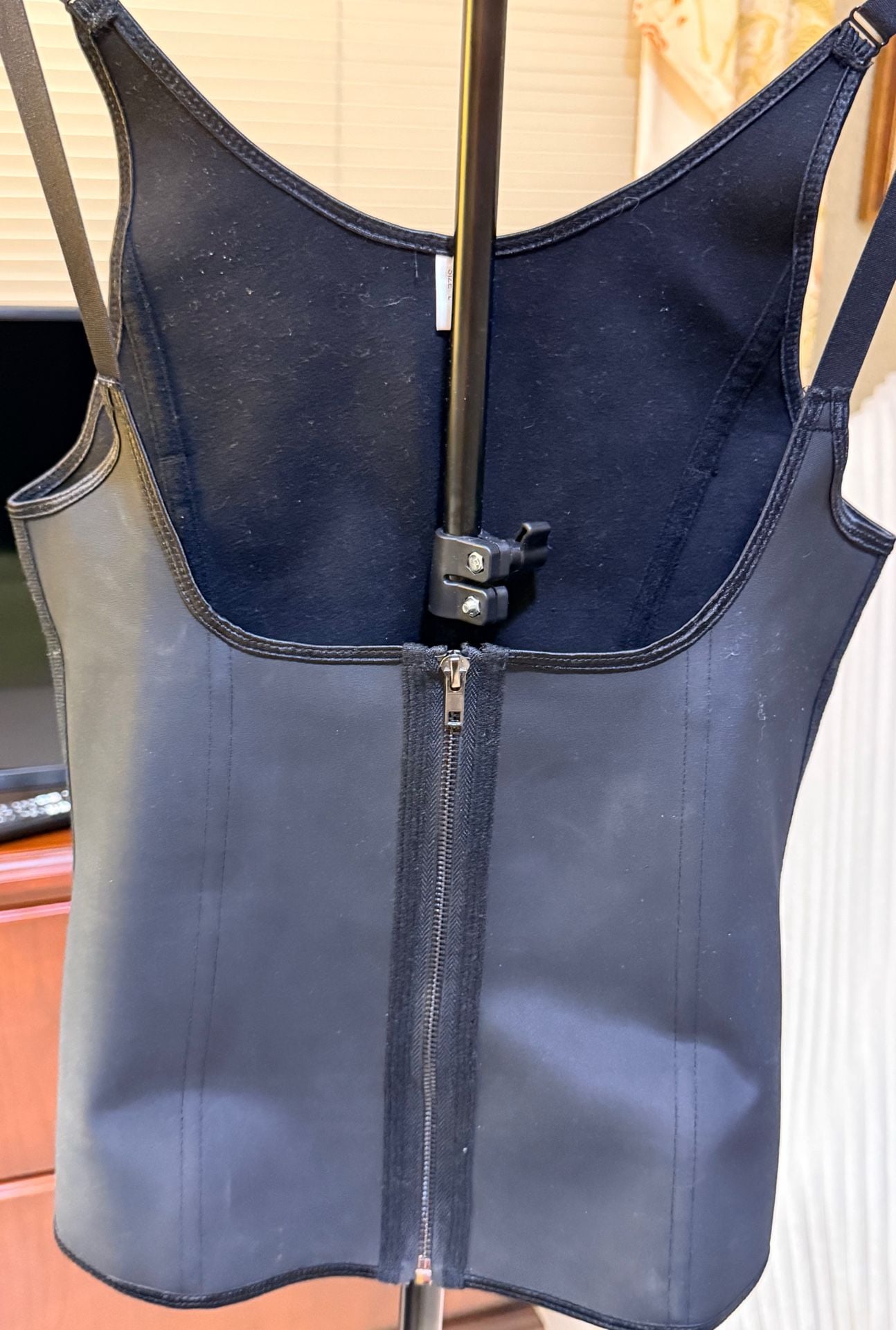 Neoprene Sauna Waist Trainer Corset Zipper Vest Body Shaper Size L 2