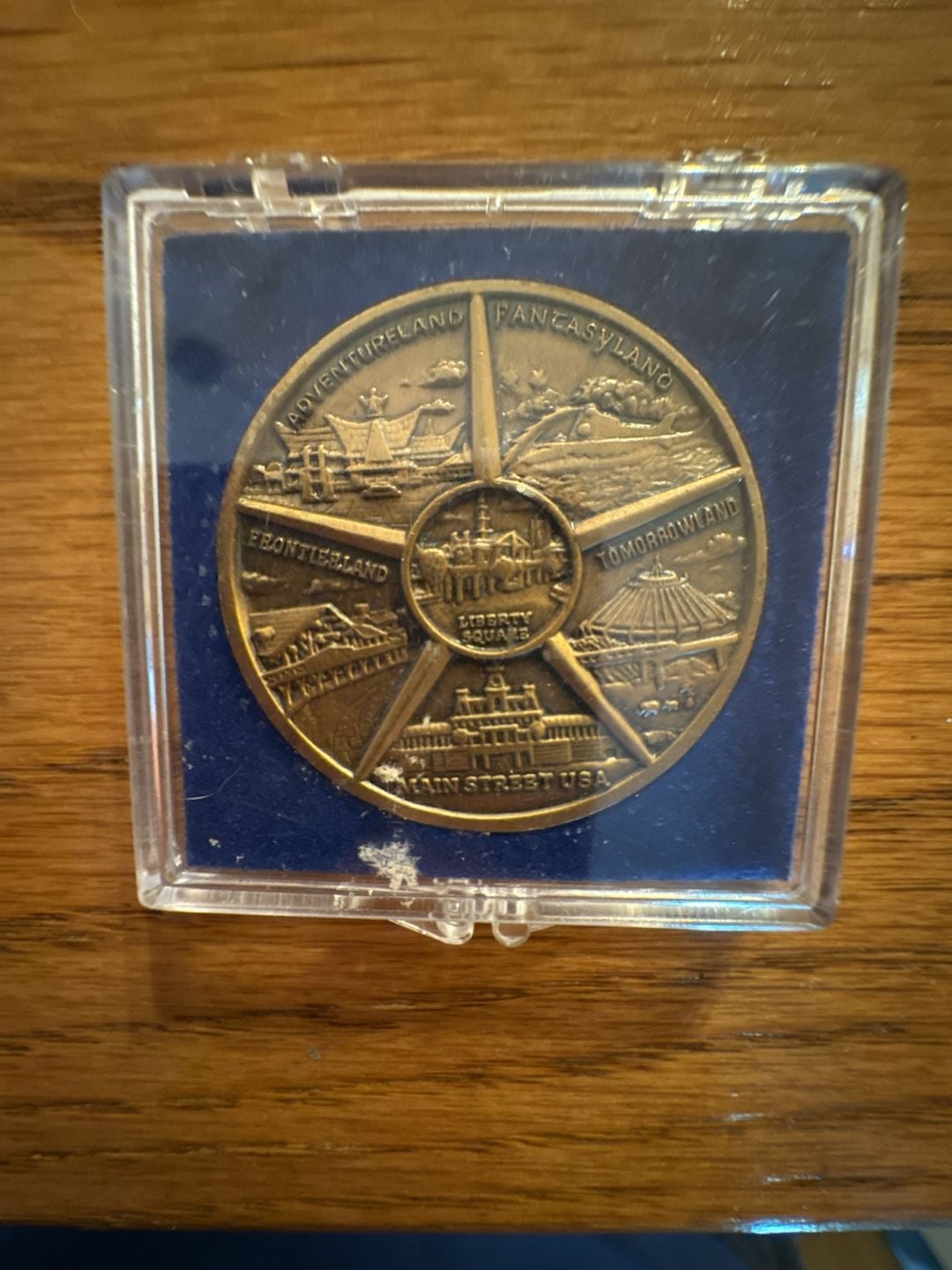 Vintage Walt Disney World Bronze Medallion Castle and Park Lands Coin with Original Case 2
