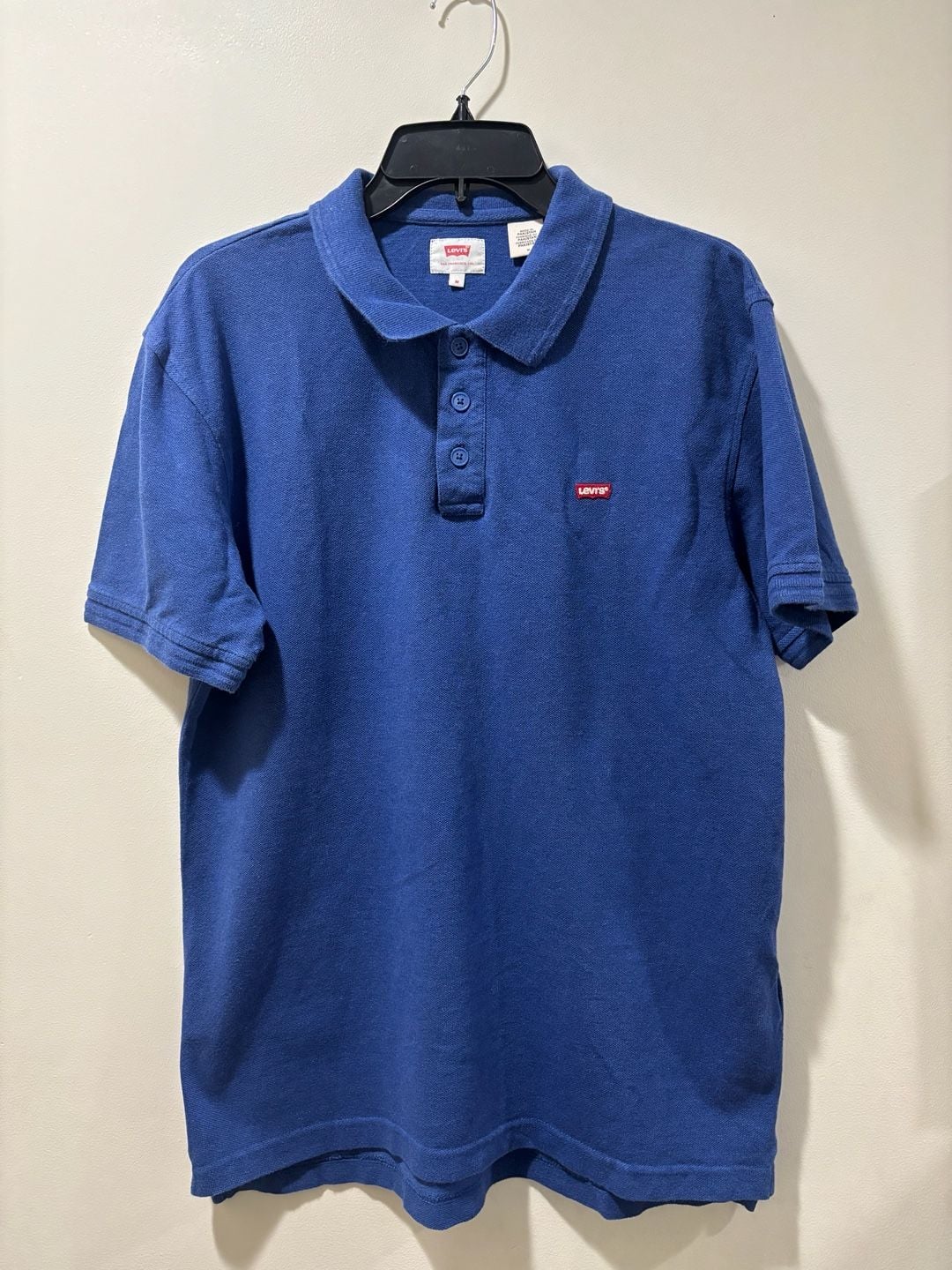 Levi’s Men’s Blue Short Sleeve Piqué Polo Shirt Red Tab Logo Size Medium 2