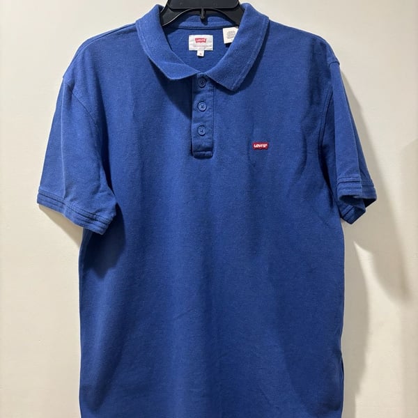 Levi’s Men’s Blue Short Sleeve Piqué Polo Shirt Red Tab Logo Size Medium