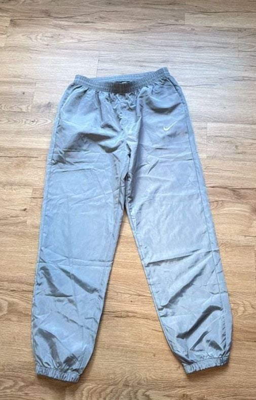 Nike Vintage Nylon Track Pants Grey Elastic Cuffs Size M 2