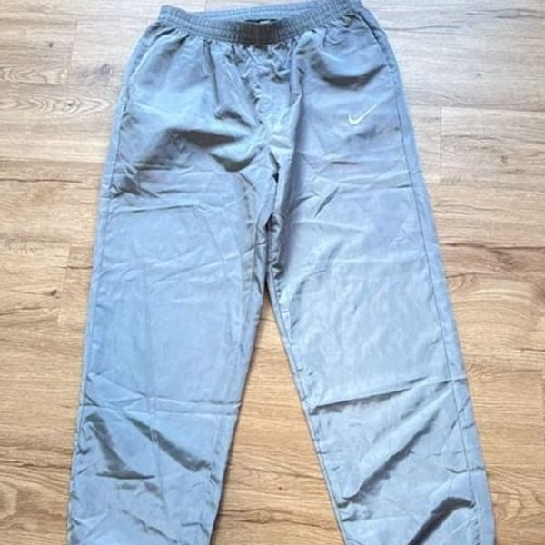 Nike Vintage Nylon Track Pants Grey Elastic Cuffs Size M