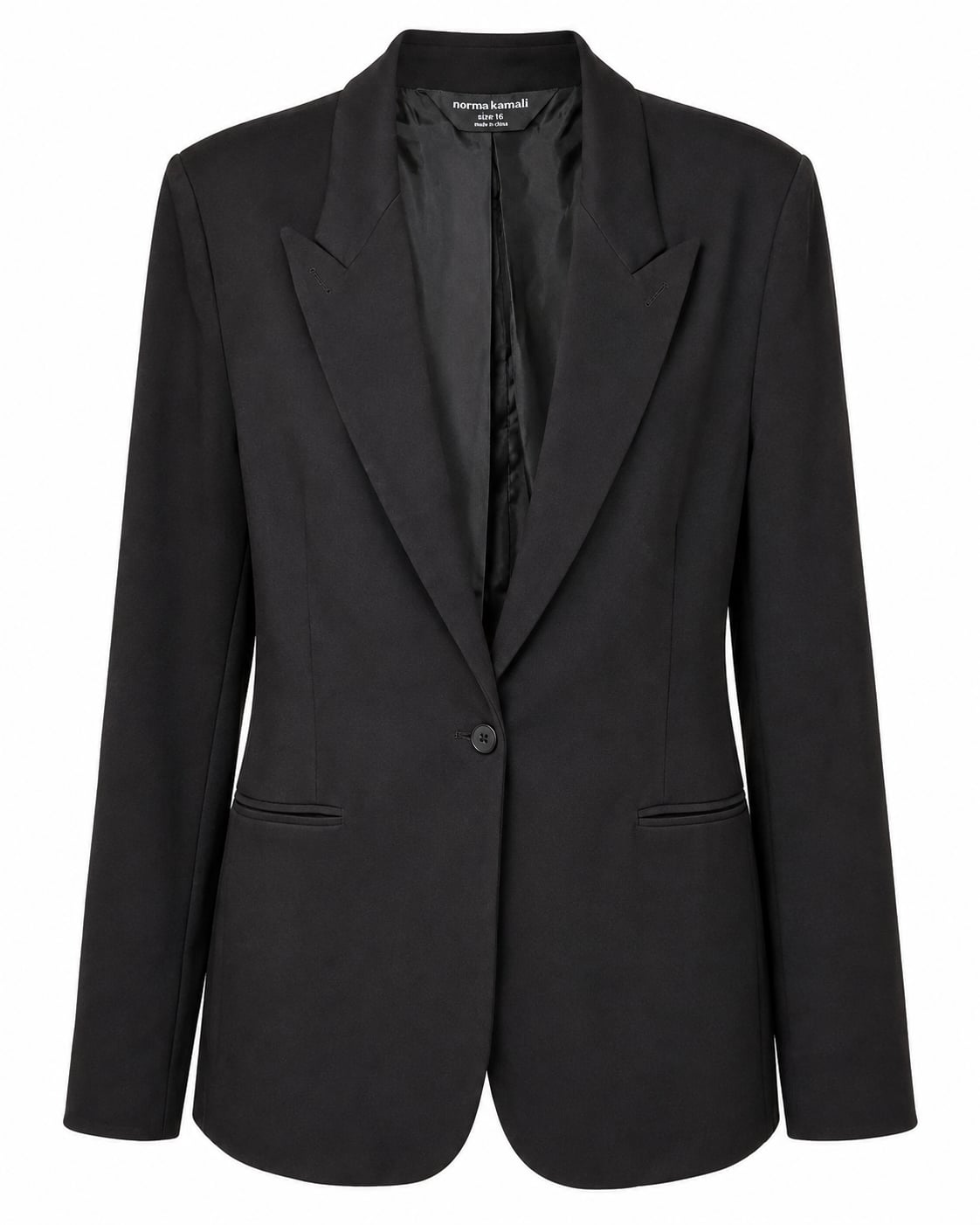 Norma Kamali Black Ponte Notch Lapel Blazer Size 16 2