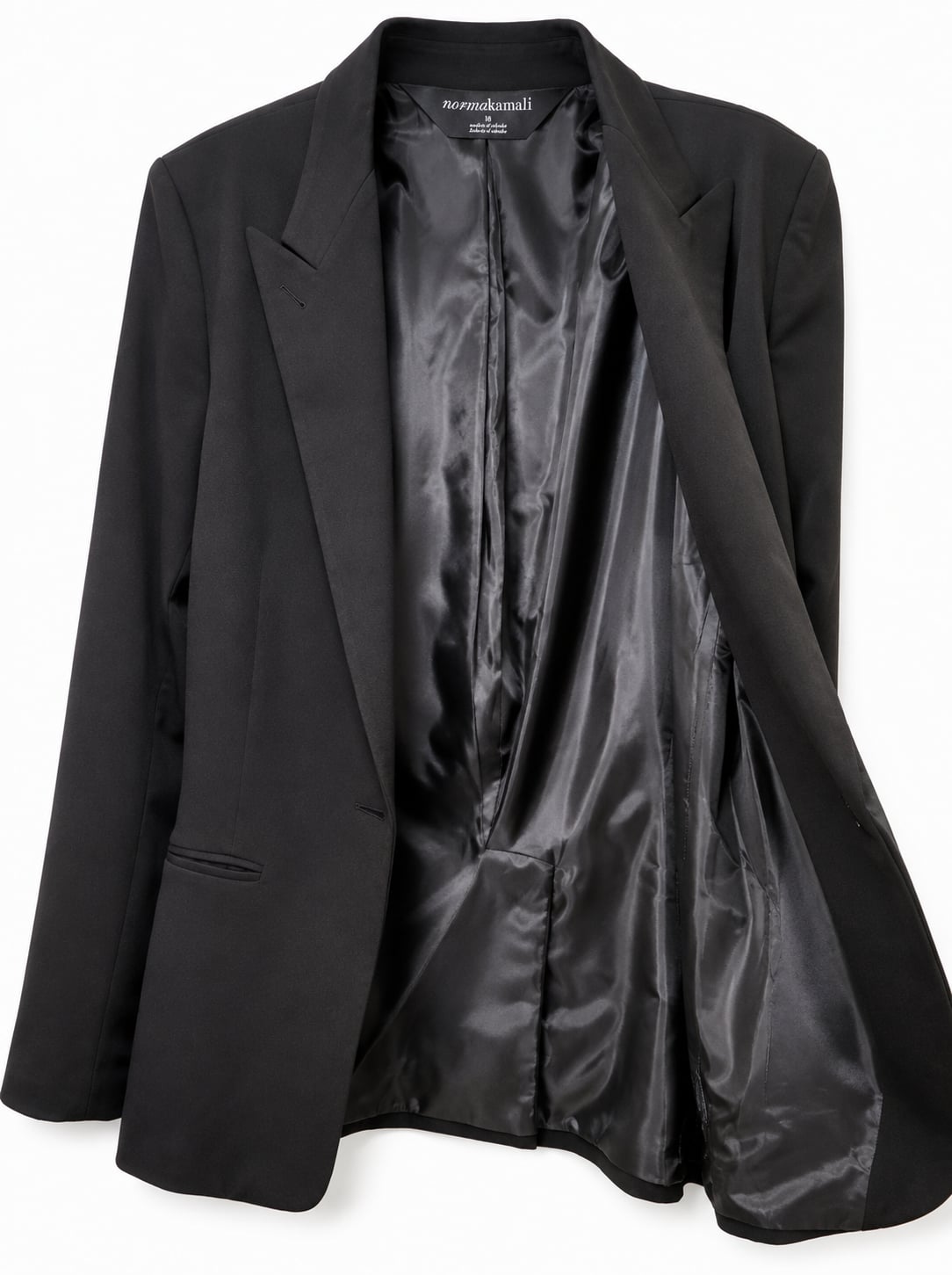 Norma Kamali Black Ponte Notch Lapel Blazer Size 16 5