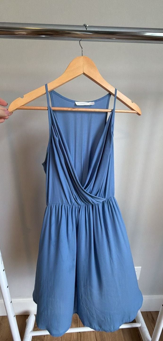 Lush Blue Draped Cowl Neck Sleeveless Dress Size XS 2
