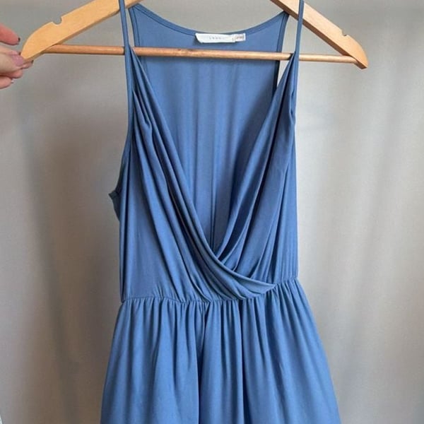 Lush Blue Draped Cowl Neck Sleeveless Dress Size XS